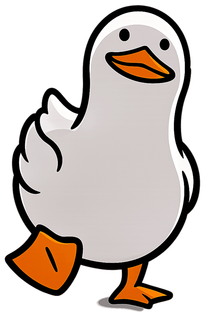 A silly goose, mid-strut